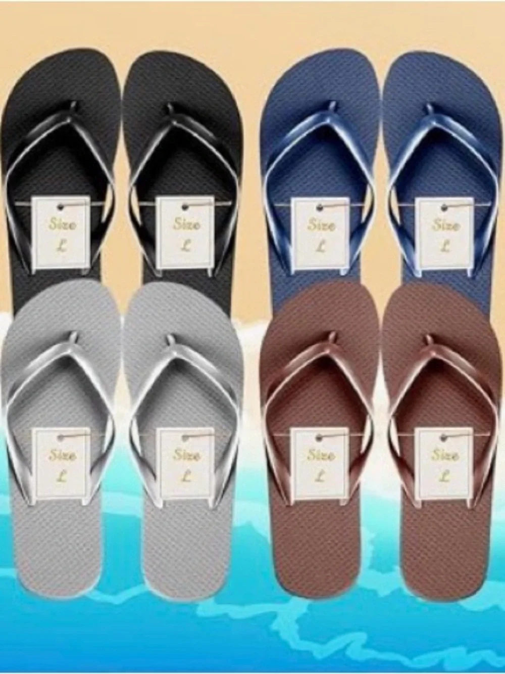 🩷. 9042. Classic Men's Flip Flops - Black, Navy, Gray, Brown (Set)